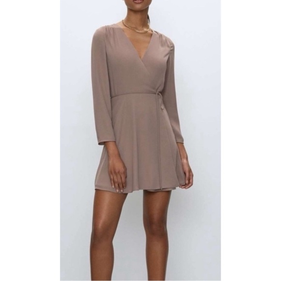 Aritzia Babaton Wrap Long Sleeve Dress Rose - Picture 1 of 10